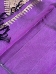 Lavendar with Purple Handwoven Pure Jari Buttas with contrast pallu blouse Kanjivaram Silk Saree Vanasingaram Borders Beauty