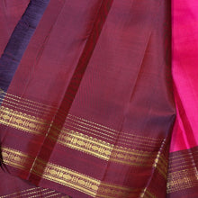 Sahana- Gorgeous Shocking Pink Purplish Brown Buttas Handwoven Pure Kanjivaram Silk with beautiful doublepet borders rich pallu and contrast blouse
