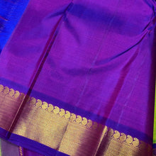 Gorgeous Sneha Green with Violetish Blue Handwoven Pure Jari Korvai Kanjivaram Silk Saree with beautiful borders rich pallu and contrast woven blouse