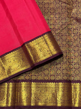 Sarasangi- Gorgeous Dual tone Rose Pink with Beetlenut Brown Handwoven Pure Jari Korvai Kanjivaram Silk with rich gandaberunda woven borders gorgeous pallu and contrast blouse