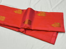 Bright Peach with Peacock Blue Green Muthukattam with Peacock Chariot Motifs Borderless Handwoven Pure Jari Kanjivaram Silk Saree Beauty