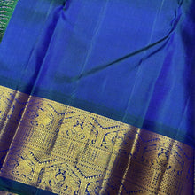 Stunning Handwoven Pure Jari Kai Korvai Kanjivaram Silk Saree in Offwhite body with Sapphire Blue combination with rich pattu buttas woven body gorgeous borders rich pallu and contrast woven blouse