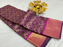 Deep Purple with Wine Brocade Vanasingaram Style Handwoven Pure Kanjivaram Silk Saree Beauty