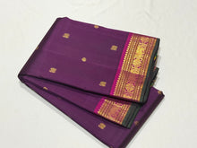 Stunning Deep Purple with Pink Buttas Handwoven Pure Jari Kanjivaram Silk Saree with rich borders pallu and contrast woven blouse
