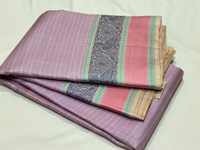 Lavendar with Greyish White Handwoven Pure Soft Zariless Kanchipuram Silk Saree Beauty