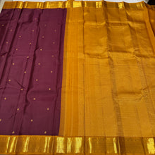 Deep Maroon with Mustard Buttas Korvai Handwoven Pure Kanjivaram Silk Saree Beauty