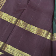 Dark Bottle Green with Coffee Brown Handwoven Pure Jari Buttas Kanjivaram with Doublepet borders rich pallu and contrast woven borders beauty