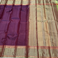 Deep Maroon with Elaichi Beige Green Handwoven Pure Lighter Kanjivaram Silk Saree with Classic Doublepet Borders Pallu and Contrast Blouse beauty