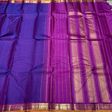 Beautiful Purple with Purplish Magenta Handwoven Pure Kanjivaram Silk Saree with classy borders seer pallu and contrast woven blouse
