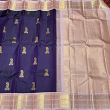Deep Purple with Soft Pink Handwoven Pure Jari Korvai with Buttas Kanjivaram Silk Saree Beauty