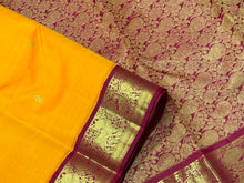 Vaibhogam - Gorgeous Mamabazha Yellow with Arakku butta korvai handwoven pure jari korvai kanjivaram silk saree with beautiful borders rich pallu and contrast woven blouse for this wedding season