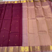 Dark Maroon wjth Onion Pink Korvai with Buttas Handwoven Pure Kanjivaram Silk Saree with rich borders pallu and contrast woven blouse beauty