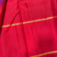 Gorgeous MS Blue with Red Handwoven Pure Jari Korvai Kanjivaram Silk Saree with checked body beautiful temples woven borders classy pallu and contrast woven blouse