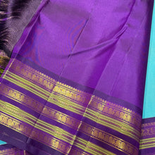 Gorgeous Turquoise Blue with Deep Purple  Kai Korvai Handwoven Pure Jari Kanjivaram Silk Saree with intricate meenakari varisaipet borders with rich pallu and contrast woven blouse beauty