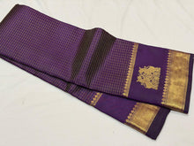 Sahana- Stunning Deep Purple with Gold Handwoven Pure Jari Kanjivaram Silk with Gandaberundas and Yazhis woven beautiful araimadam borders Rich Pallu and self colored blouse