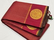 Deep Arakku Red Podi Jari Kattam with Border Buttas Handwoven Pure Jari Kanjivaram Silk Saree Beauty