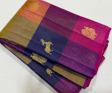 Saranga- Gorgeous Palum Pazhamum Multichecks Handwoven Pure Jari Kanjivaram Silk with Vairaoosi with buttas woven beautiful body with rich pallu and contrast woven beautiful pink blouse