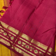 Vaibhogam-Gorgeous mustard with red handwoven pure jari Korvai Kanjivaram Silk with pattu buttas beautiful paithani style woven borders rich beautiful pallu and contrast woven blouse