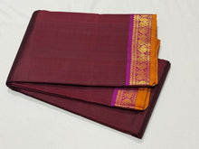 Deep Maroon with Magenta Pink Handwoven Small Borders Pure Jari Kanjivaram Silk Saree Beauty
