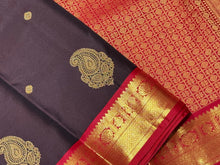 Coffee Brown with Red Buttas Korvai Handwoven Pure Kanjivaram Silk Saree with rich borders rich Pallu and contrast woven blouse beauty