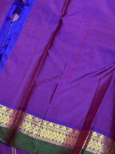 Golden Sampanga with Purple Handwoven Pure Kanjivaram Silk Saree with spaced borders beauty