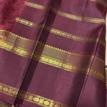Vaibhogam- Gorgeous Ivory White with Bronze Mustard and Maroonish Brown Handwoven Pure Zari Korvai Kanjivaram Silk with Ganga Jamuna Borders rich doublepet borders rich getti zari pallu and contrast veldhari striped blouse