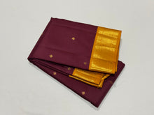 Deep Maroon with Mustard Buttas Korvai Handwoven Pure Kanjivaram Silk Saree Beauty