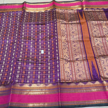 Dark Magenta Purple with Pink Gandaberunda and Mayil Chakram 1000 Buttas Handwoven Premium Kanjivaram Silkcotton Saree Beauty