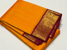 Vaibhogam - Gorgeous Mamabazha Yellow with Arakku butta korvai handwoven pure jari korvai kanjivaram silk saree with beautiful borders rich pallu and contrast woven blouse for this wedding season
