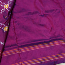 Arabhi- Gorgeous Offwhite with Dark Magenta Handwoven Pure Ikat Silk without Zari woven body with multicolored polka dots with rich pallu and contrast woven blouse