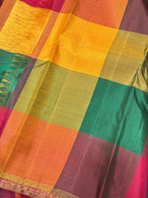 Black with Bomkai Pallu Premium Zariless Handwoven Pure Kanjivaram Silk Saree with small borders rich silk thread buttas woven body rich bomkai pallu and contrast checked blouse beauty