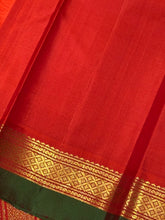 Golden Sampanga with Orange Mallimoggu Buttas Handwoven Pure Jari Kanjivaram Silk Saree Beauty