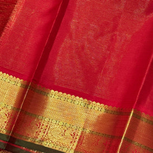 Red with Gold Vairaoosi with Buttas Handwoven Pure Jari Kanjivaram Silk Saree with Meenakari Borders rich pallu and self colored blouse
