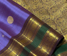 Sahana- Gorgeous December Poo with Coffee Brown Handwoven Pure 2g Jari Kanjivaram Silk with buttas woven body with beautiful borders rich and intricate pallu and contrast woven beautiful blouse