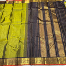 Beautiful Moss Green with Dark Kanchana Brown Handwoven Pure Jari Kanjivaram Silk Saree with beautifully woven borders rich pallu and contrast woven blouse beauty