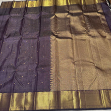 Dark Kanchana Brown with Gold Jari Oosi Kattam with Small buttis Handwoven Pure Jari Kanjivaram Silk Saree with rich borders pallu and self colored blouse