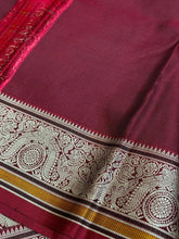 MS Blue with Deep Maroonish Red Premium Handwoven Pure Zariless Kanjivaram Silk Saree beauty with peacocks woven rich pallu with mango motifs woven body beautiful double birds and yazhis woven borders beauty