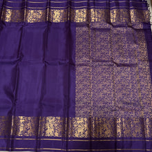 Sahana- Deep Aubergine with Gold Handwoven Pure Kanjivaram Silk with beautiful Vanasingaeam borders rich vanasingaram pallu and self blouse