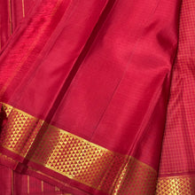 Arakku Red with Gold Muthukattam Handwoven Pure Jari Kanjivaram Silk Saree with araimadam woven borders rich pallu and self colored blouse