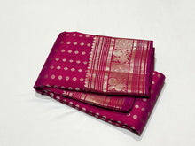 Tomato Reddish Pink Dual tone with Silver Jari Handwoven Pure Kanjivaram Silk Saree with thodar buttas woven body rich borders pallu and self colored blouse