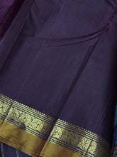 Raman Blue with Brown Spaced Borders Handwoven Pure Jari Kanjivaram Silk Saree Beauty