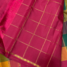 Saranga- Gorgeous Palum Pazhamum Checks with Buttas and Neli Veldhari checks woven beautiful body with small rudrakshas woven borders with rich pallu and contrast woven arakku blouse