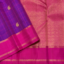 Sahana-Vintage Recreation - Gorgeous Magenta with Rani Pink Handwoven Pure Jari Kanjivaram Silk with muthukattam woven body with annapakshis and paisleys buttas woven in the checks beautiful bodi borders rich pallu and contrast woven blouse