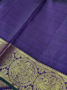 Abirami with Deep Purple Korvai with Buttas and small temples handwoven pure Jari Kanjivaram Silk Saree Beauty