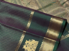 Vintage Weave-Deep Double Tone Bottle Green Handwoven Pure Jari Kanjivaram Silk Saree with Jari Oosi Kattam with Gandaberunda and Yazhis woven Borders rich pallu beauty