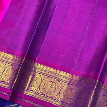 Deep Blue with Dark Magenta Jari Veldhari Handwoven Pure Kanjivaram Silk Saree with beautiful borders rich pallu and contrast woven blouse