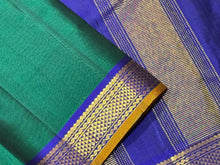 Emerald Green with Royal Blue Handwoven Pure Kanjivaram Silk Saree Beauty with Small Borders