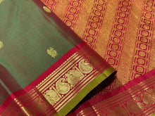 Manthulir Green with Red Buttas small borders Handwoven Pure Jari Kanjivaram Silk Saree Beauty