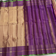 Beige with Deep Wine Handwoven Pure Light Weight Kanjivaram Silk