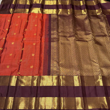 Vintage Beauty in a Rich Rust and Dark Brown Combination with Vairaoosi Jari Kattam with Mayil Chakram Buttas Doublepet borders rich pallu and contrast woven blouse